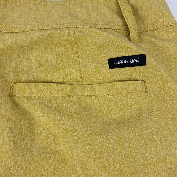 Wave Life Men's Short Mustard Yellow size 38 Beach Outdoor Board Hybrid Shorts - Picture 5 of 7